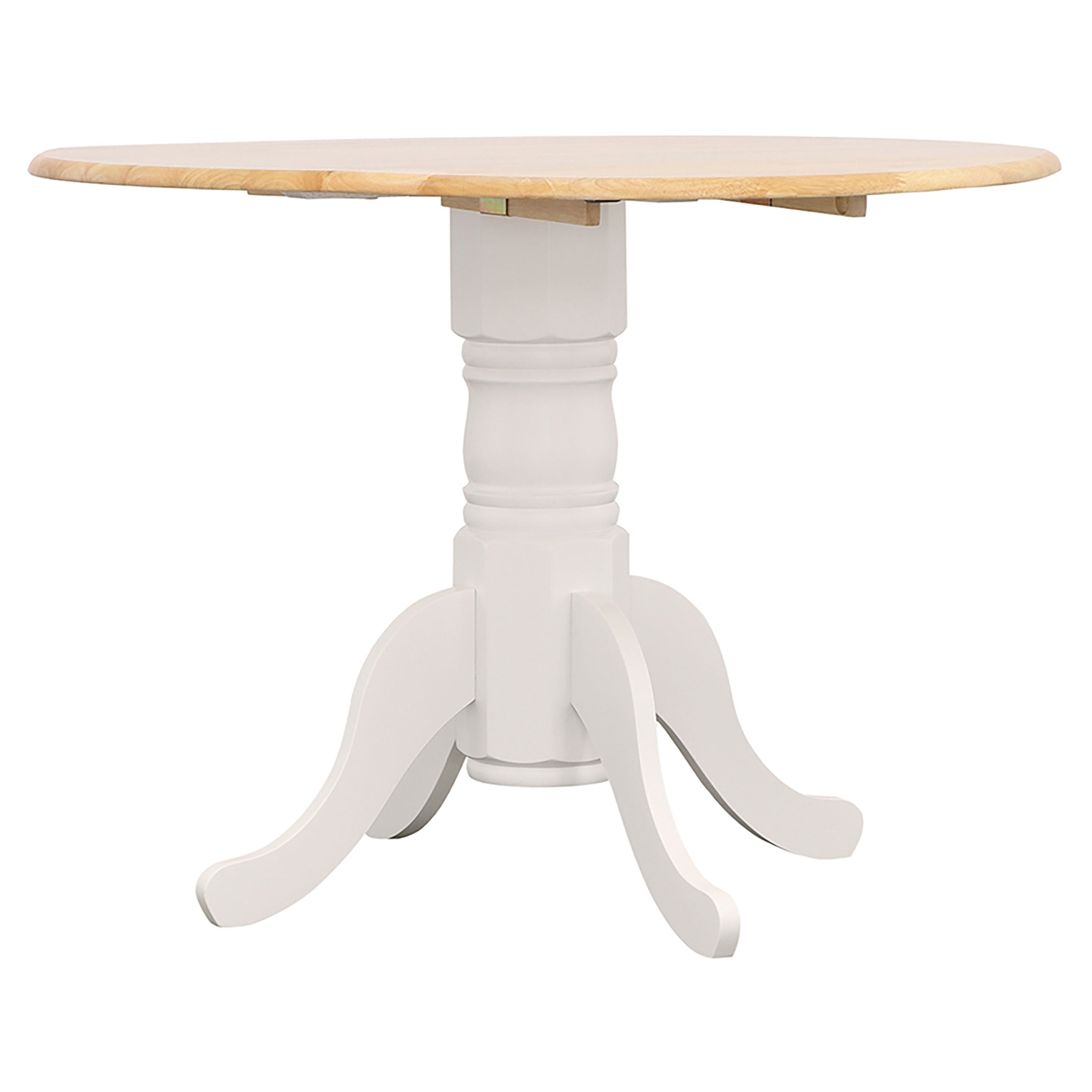 Allison 5-piece Round Drop Leaf Dining Table Set White — view 3