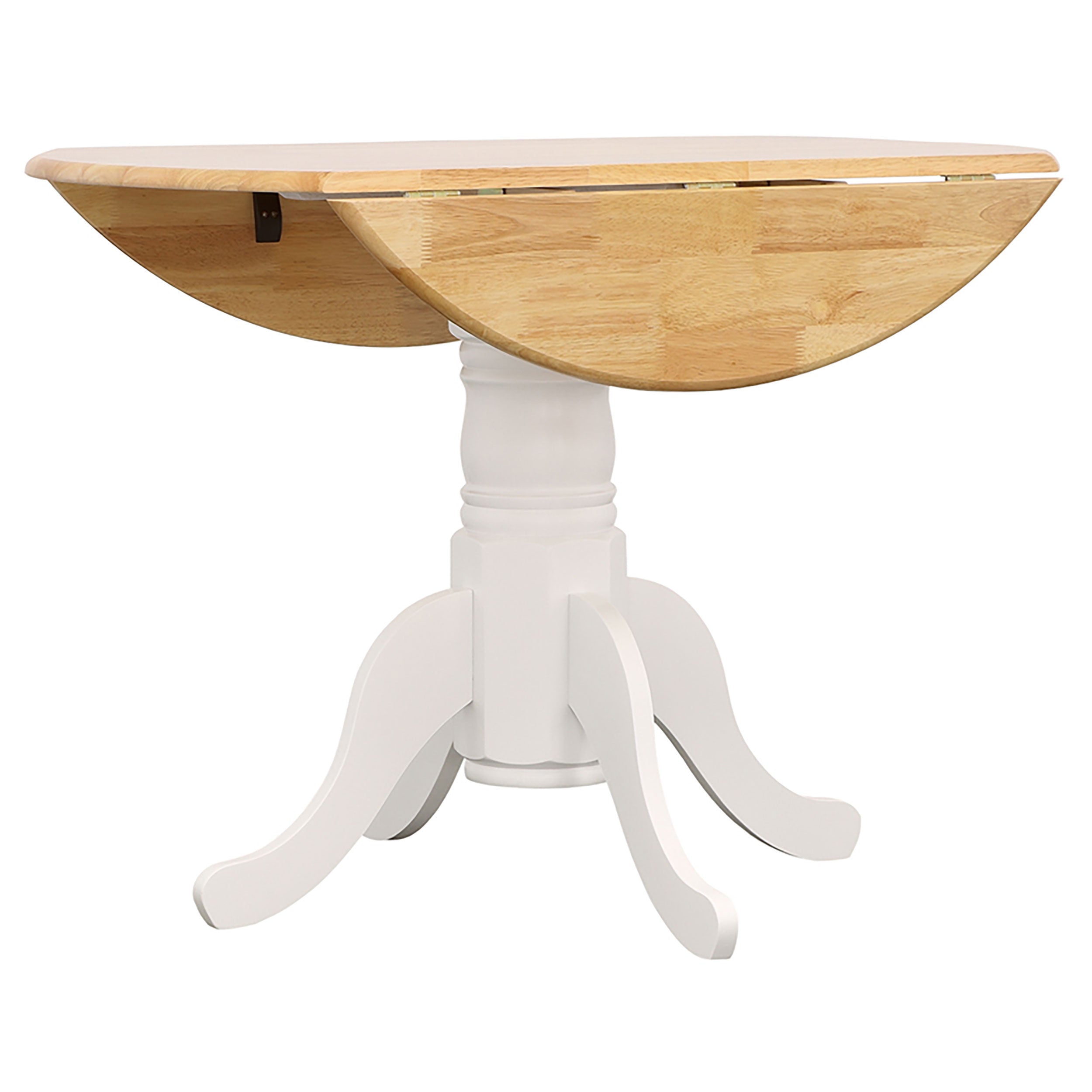 Allison Round 40-inch Drop Leaf Extension Dining Table White — view 3