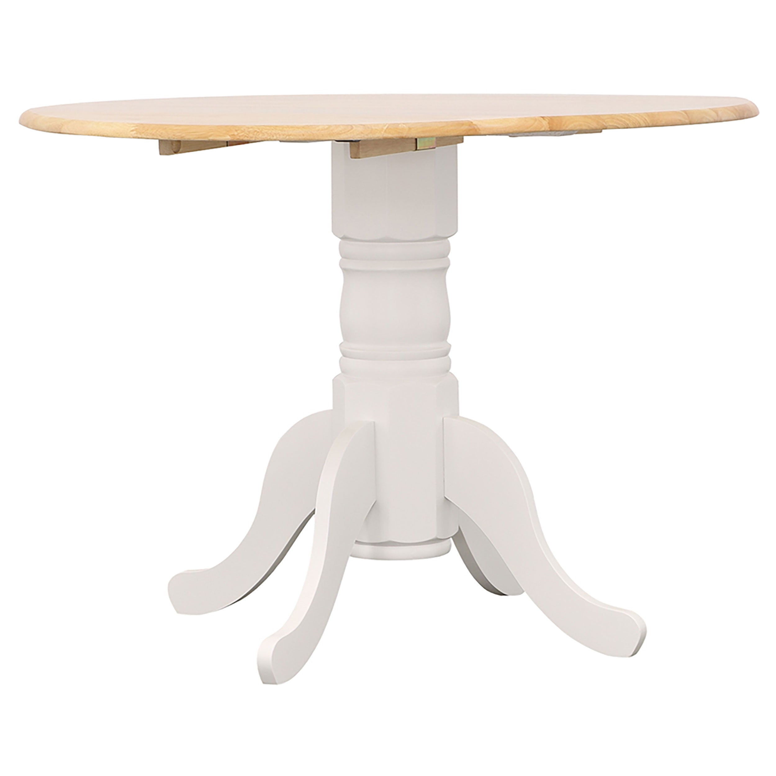 Allison Round 40-inch Drop Leaf Extension Dining Table White — view 6