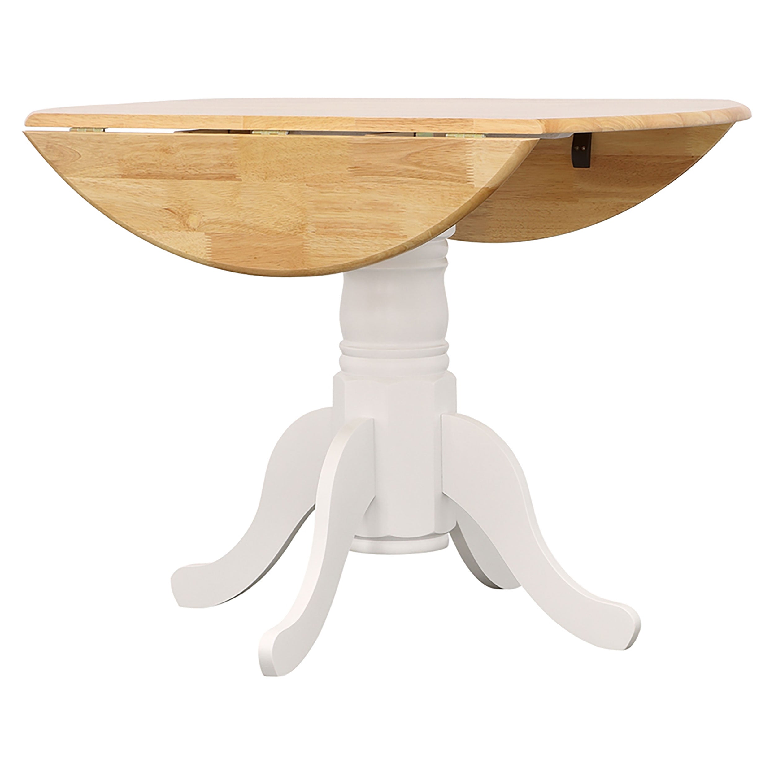 Allison Round 40-inch Drop Leaf Extension Dining Table White — view 7