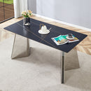 Modern Marble Patterned Dining Table With Stainless Steel Butterfly Legs