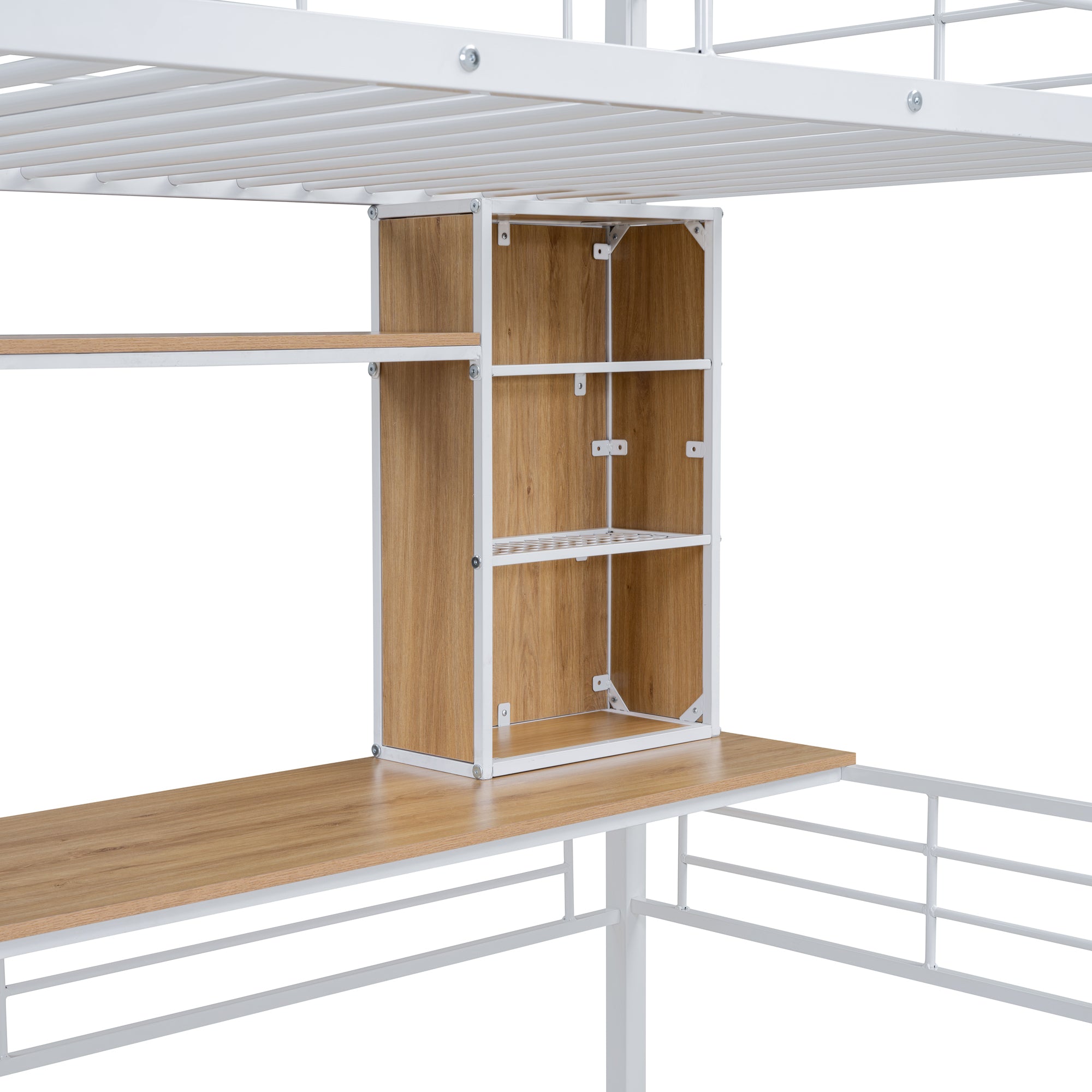 Twin Size Loft Bed with Desk and Shelf , Loft Bed with Ladder,Twin,White - Atlantic Fine Furniture Melbourne FL