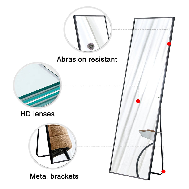 Aluminum Frame Minimalist Mirror, Bathroom Bedroom Wall Mirror, Elevating Contemporary Interiors, Can Be Wall Mounted Or Opened As A Standing Mirror - Black