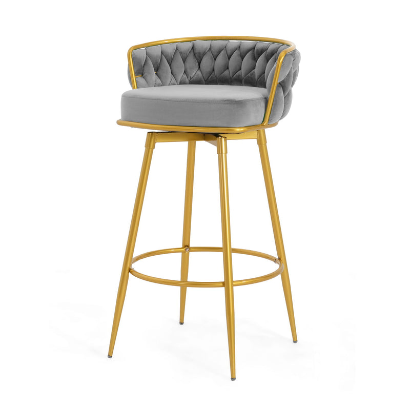 Modern Low Back Upholstered Counter Height Bar Stools (Set of 2)