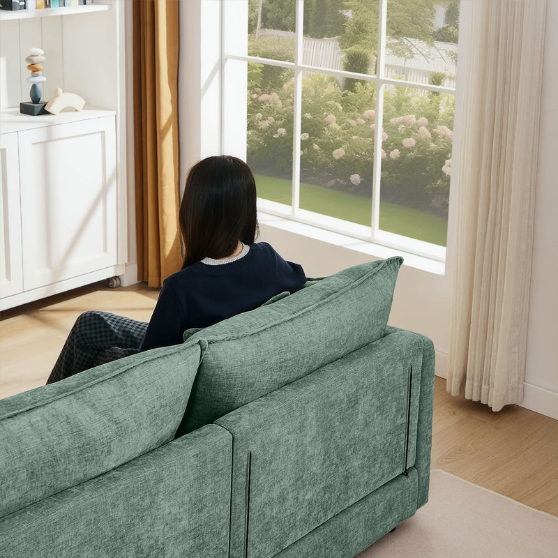 L Shaped Modular Sectional Sofa With Movable Ottoman, 3 Seater Comfortable Seating