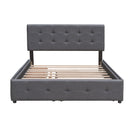 Upholstered Platform Bed With Classic Headboard And Drawers, No Box Spring Needed