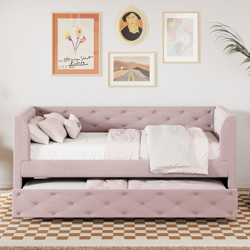 Upholstered Tufted Daybed With Trundle