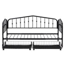 Twin Size Stylish Metal Daybed with 2 Drawers, Black