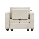 Convertible Chaise Lounge Sofa Chair With USB Ports, Cup Holders, Phone Holder And Storage