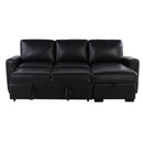 Montero - Sofa With Pull Out Bed, Drop Down Table, USB And Cup Holders, Storage Chaise - Charcoal Black