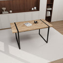 Modern Dining Table & Suede Chair Set WIth Rectangular Metal Base