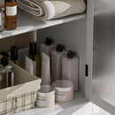 Modern Bathroom Vanity With Ceramic Sink, Tempered Blurred Glass Doors