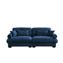 Modern Velvet Sofa With Bolstered Armrests And Pillows