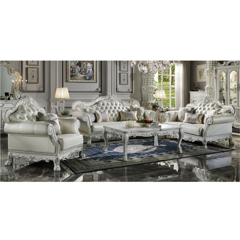 Dresden Sofa - PU & Bone White Finish