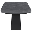 Potero - Faux Marble Extension Leaf Dining Table - Black