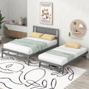 Full Size Platform Bed with Adjustable Trundle,Gray(Old SKU:SM000248AAE)