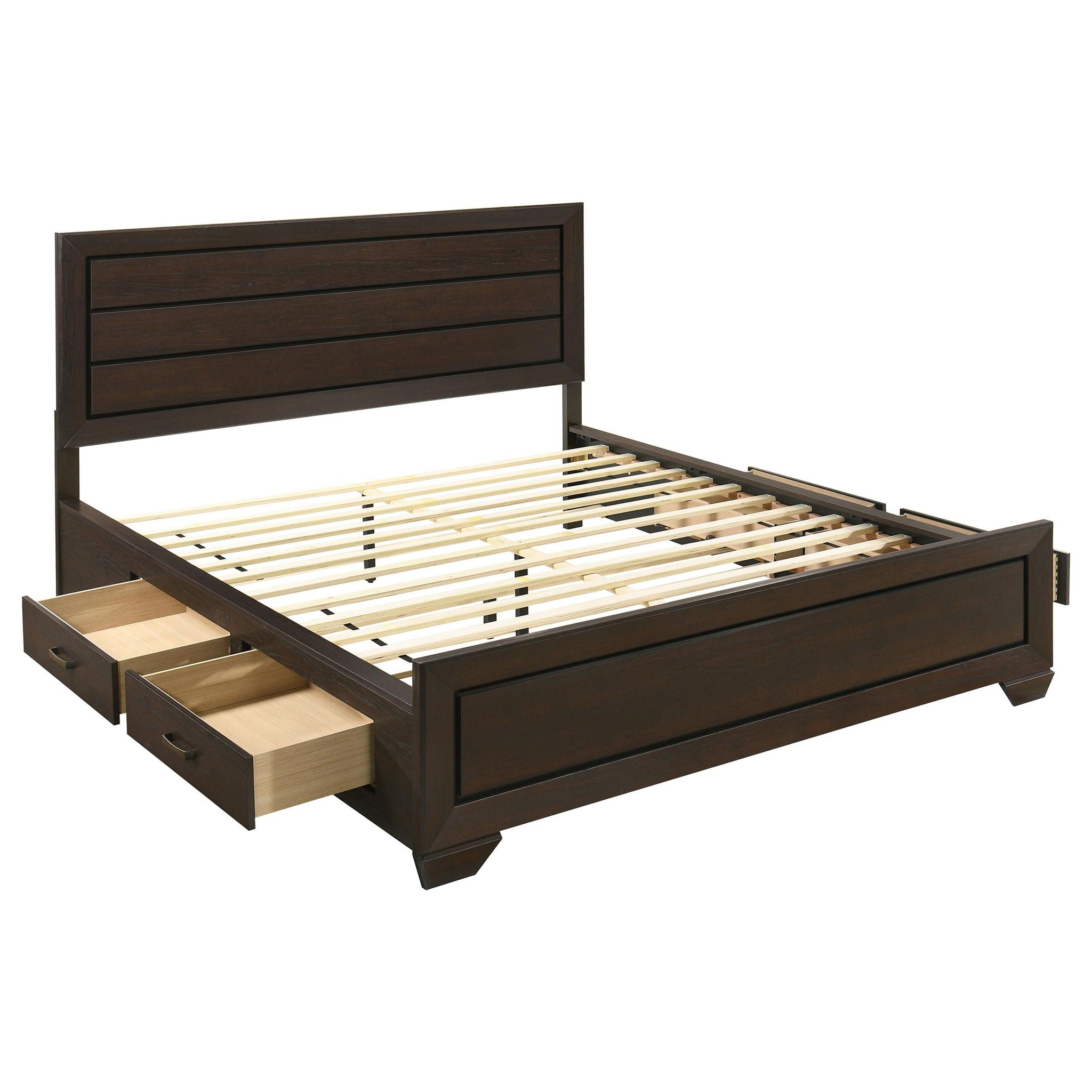Kauffman Wood California King Storage Panel Bed Dark Cocoa
