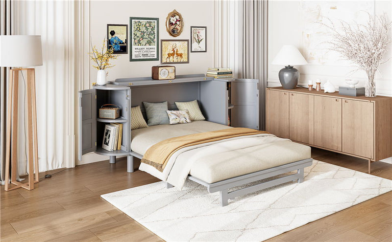 Murphy Bed With Hidden Storage & Modern Woven Design