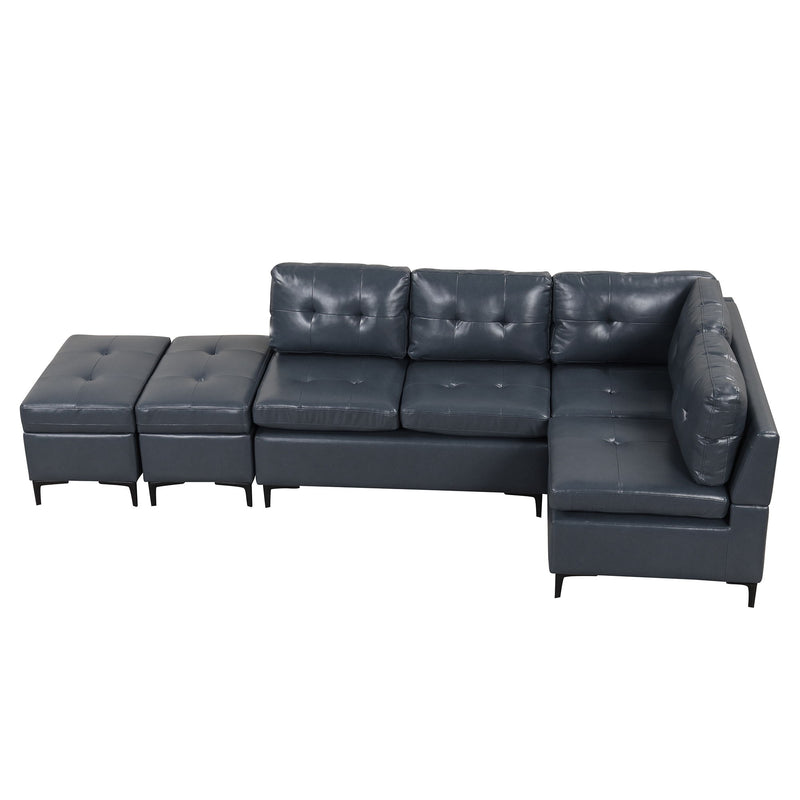 L-Shaped Corner Sofa Sectional Sofa Couch With Movable Storage Ottomans For Living Room