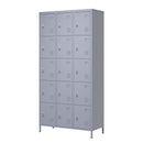15 Door Lockers With Lock For Storage In Home, Gym, Office, And School - Gray