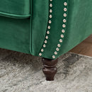 Chesterfield Velvet Fabric Sofa With Roll Armrest And Nailhead, Mid Century 2 Seater Couch