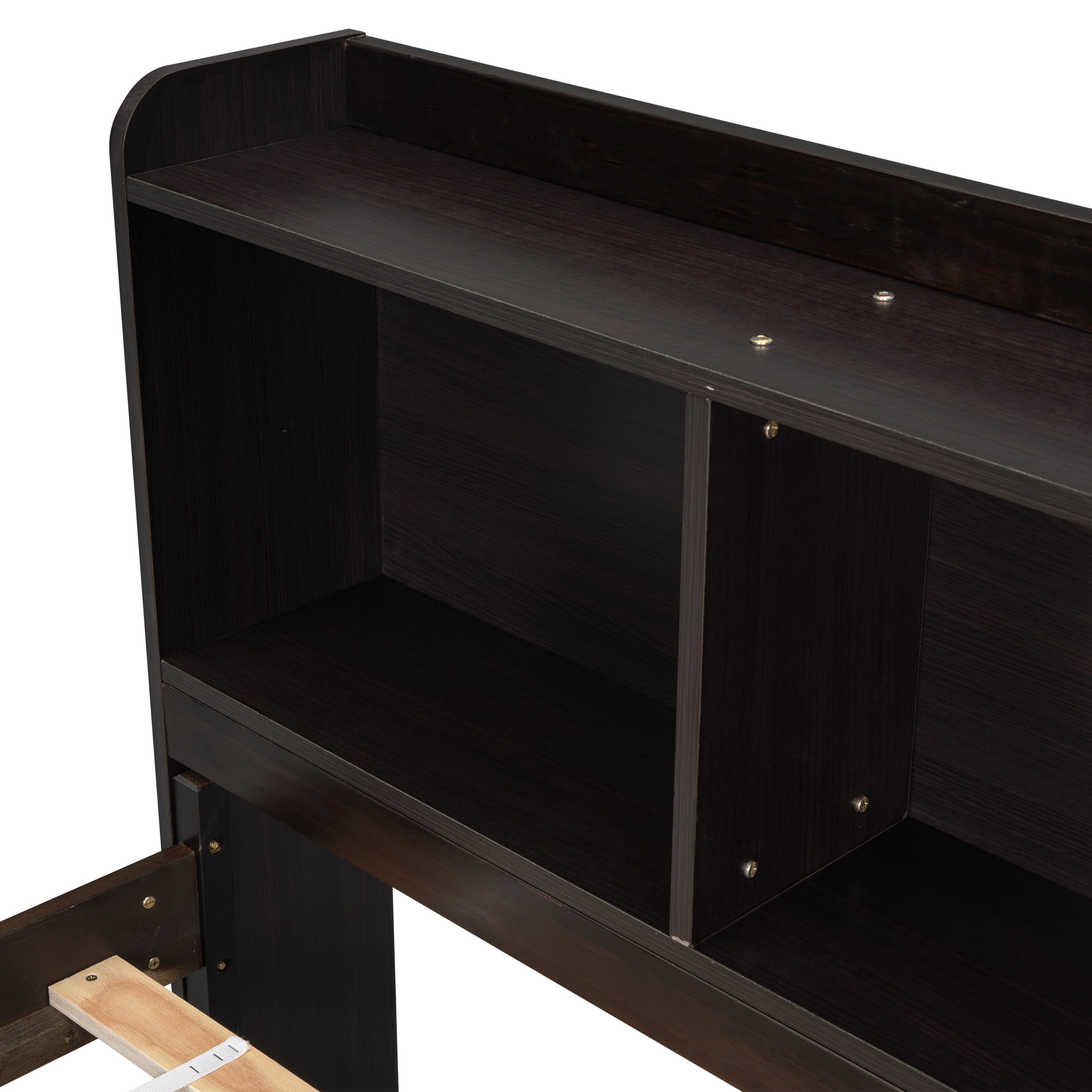 Full Bed with Bookcase Headboard, Under bed Storage Drawers and Bed End Storage Case,Espresso