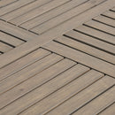 Transitional Acacia Wood Dining Table With Slat Panel Top - Gray