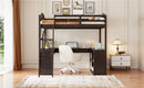 Loft Bed With Drawers, Cabinet, Shelves With Desk