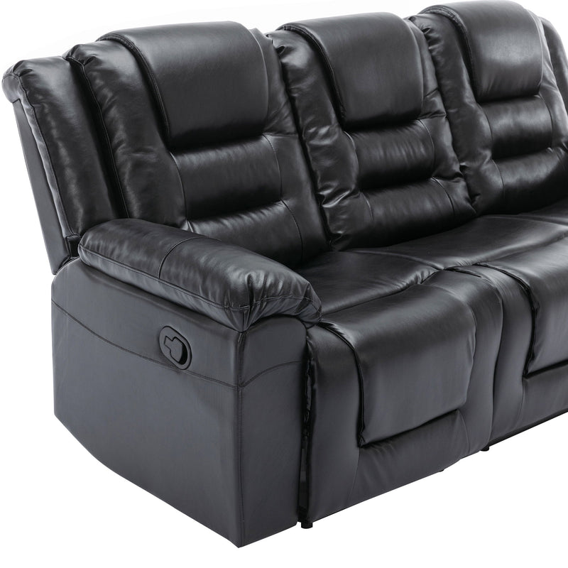 3 Seater Home Theater Recliner Manual Recliner Chair With Two Built-In Cup Holders For Living Room