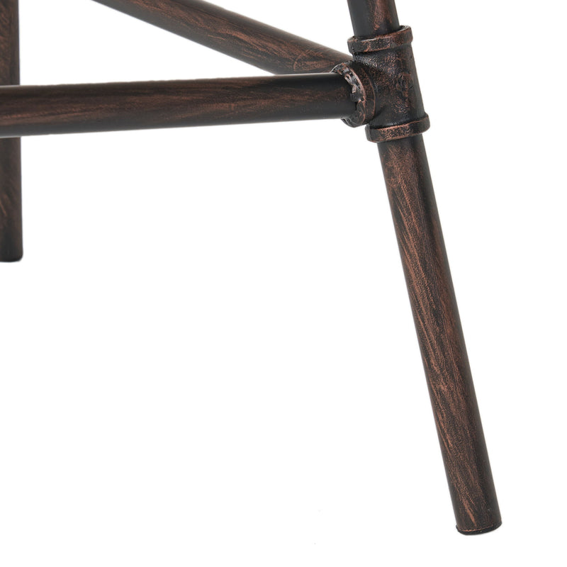 Industrial Outdoor Patio Plumber's Iron Frame Swivel Barstool With Cushions, Height Adjustable