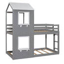 Bunk Bed Wood Bed & Roof, Window, Guardrail, Ladder
