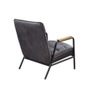Nignu - Accent Chair - Gray Top Grain Leather & Matt Iron Finish - Atlantic Fine Furniture Inc