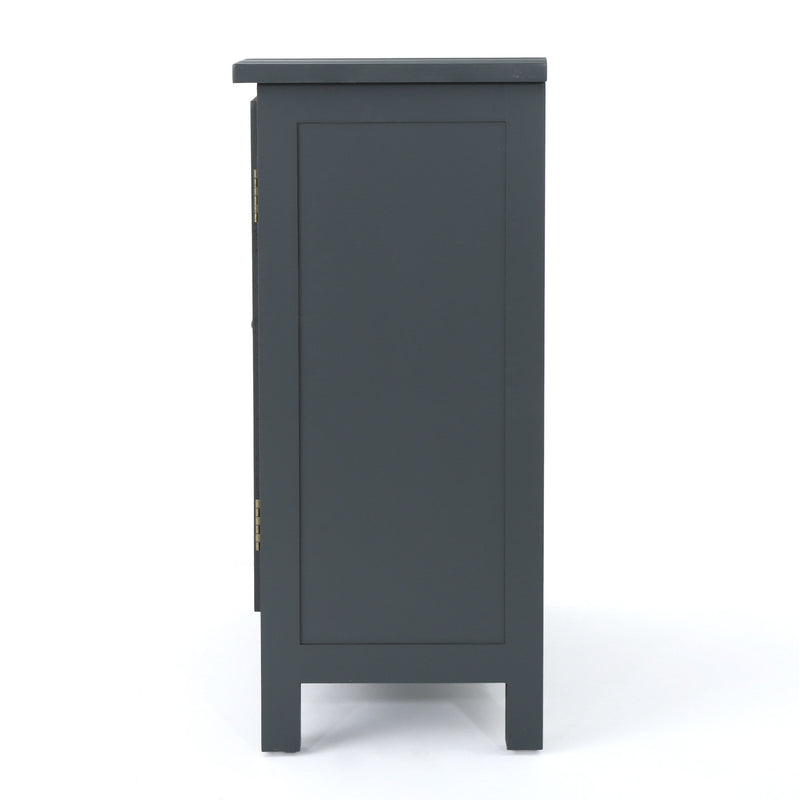 Firwood Mirror Finished Double Door Cabinet - Charcoal Gray