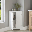 Corner Cabinet With 2 Doors And Adjustable Shelves, Freestanding Narrow Storage Organizer For Bathroom - White