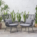 Modern Aesthetic Outdoor Rattan Accent Chair With Metal Legs