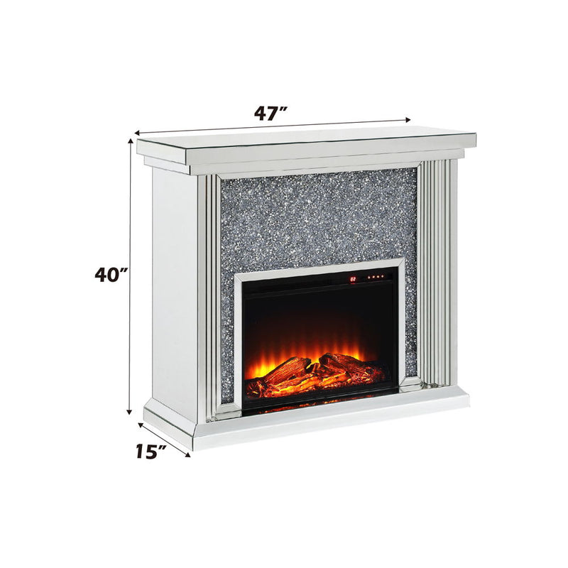 Noralie - Fireplace - Mirrored & Faux Diamonds - 40"