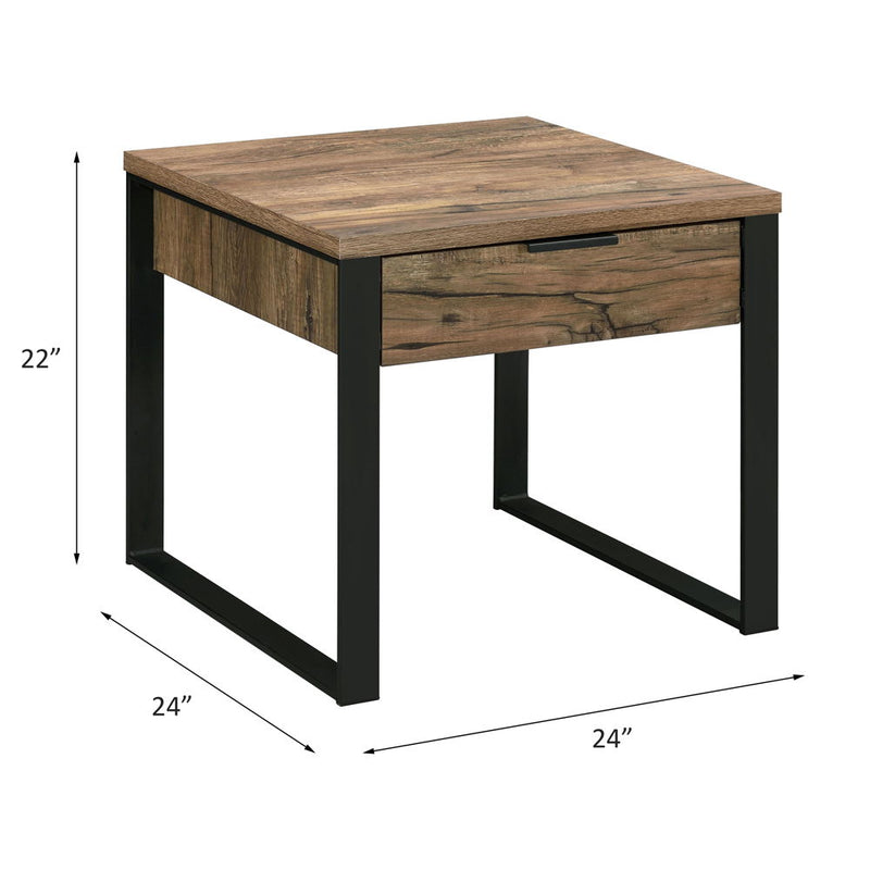 Aflo - End Table - Weathered Oak & Black Finish