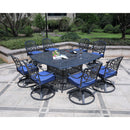 Square 8 Person 64" Long Aluminum Dining Set With Cushions