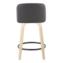 Toriano - Contemporary, Fixed Height Counter Stool With Swivel And Round Footrest (Set of 2)
