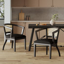 Elegant Dining Chair With Cane Web Backrests And Velvet Upholstery