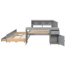 Daybed With Storage Shelves, Drawers, Trundle, Charging Station, LED Light, Desk And Cabinet