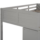 Loft Low Bed With Cabinets, Shelves And Slide