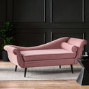 Auroral - Velvet Upholstered Chaise Lounge With Scrolled Arms And Tapered Legs