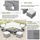 Outdoor Furniture Set Patio Rattan Furniture Set With Adjustable Table, Recliners With Extendable Side Tables And 2 Ottomans