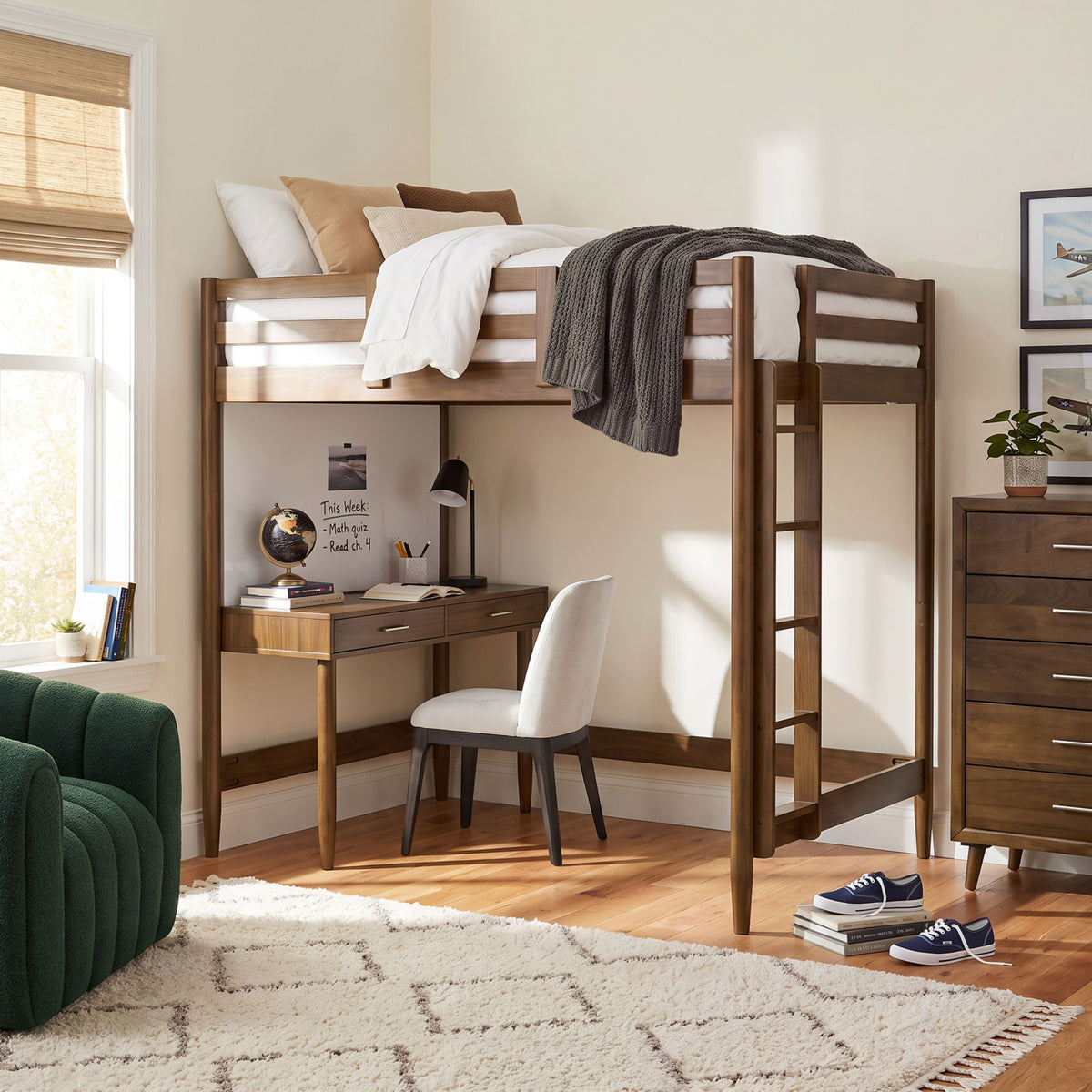 Malibu Full Loft Bed in Walnut by Elements International, view 4