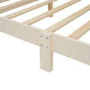 Full Size Wood Platform Bed with House-shaped Headboard and Built-in LED, Walnut+Milk White