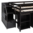 Loft Bed With Retractable Writing Desk And 3 Drawers With Storage Stairs And Shelves