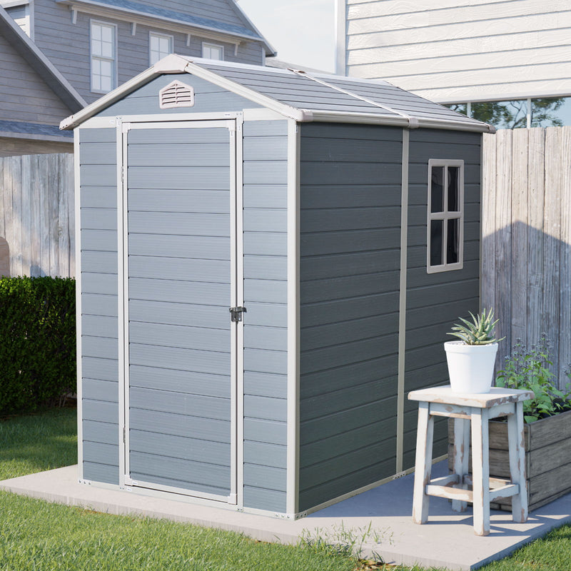 4X6Ft Resin Outdoor Storage Shed Kit-Perfect To Store Patio Furniture - Gray