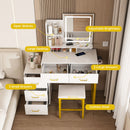 Elegant Makeup Vanity With Led Lights & Power Outlet - White