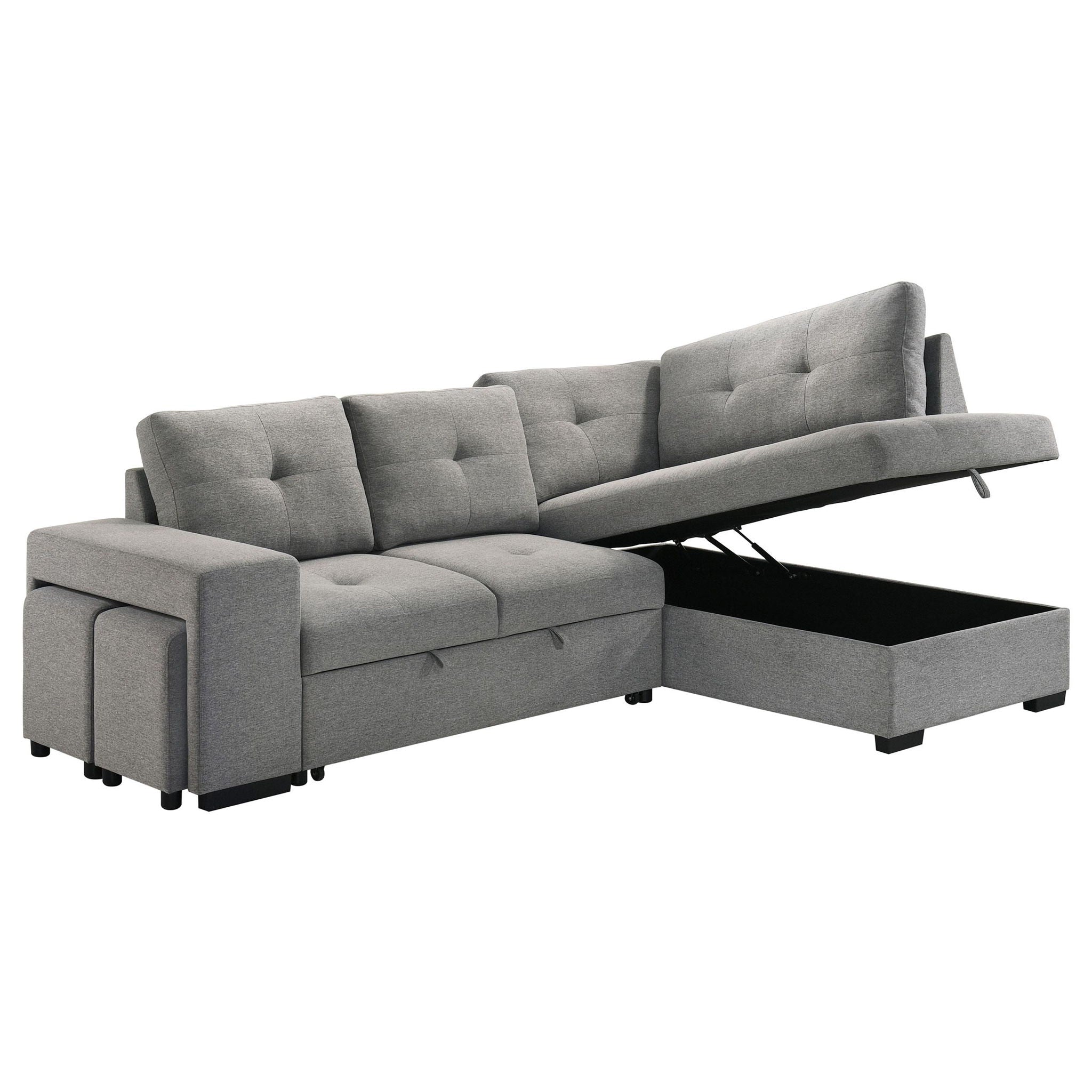 Roanne Fabric Upholstered Sleeper Sectional Sofa Grey - Atlantic Fine Furniture Melbourne FL
